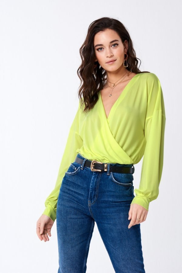 Gina Tricot Leona Wrap Top Toppi Sunny Lime