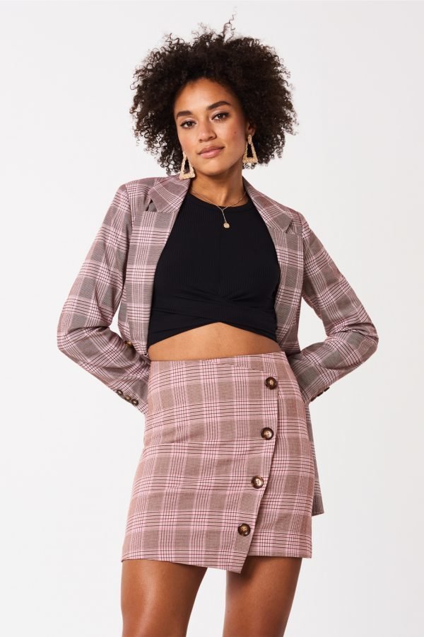 Gina Tricot Lizzy Checked Skirt Hame Pink Check