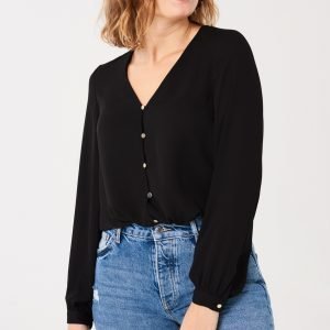 Gina Tricot Lovis Button Down Blouse Pusero Black