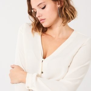 Gina Tricot Lovis Button Down Blouse Pusero Eggshell