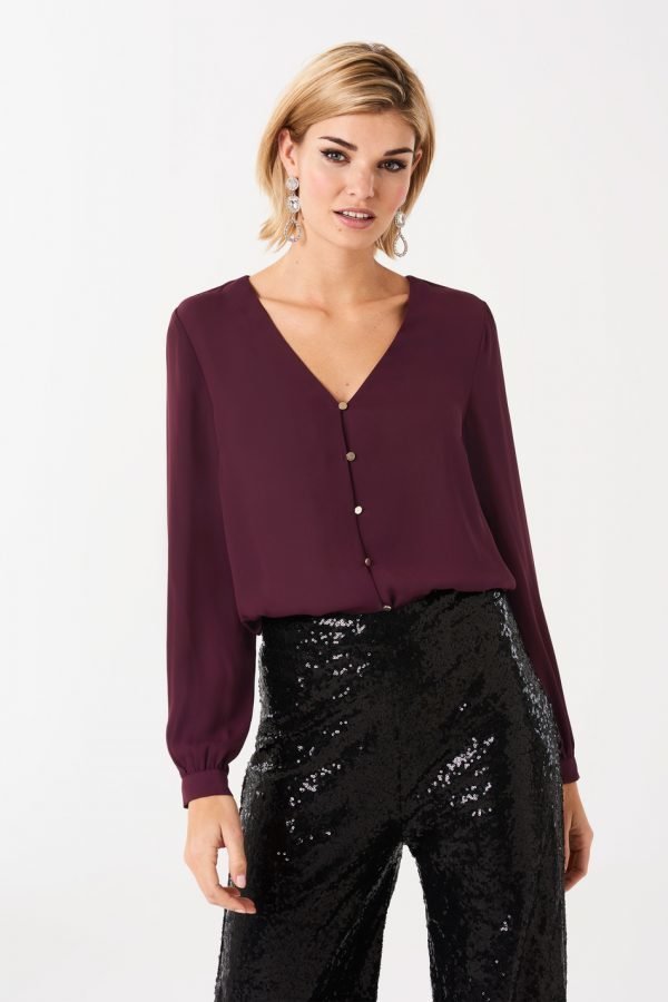 Gina Tricot Lovis Button Down Blouse Pusero Port Royal