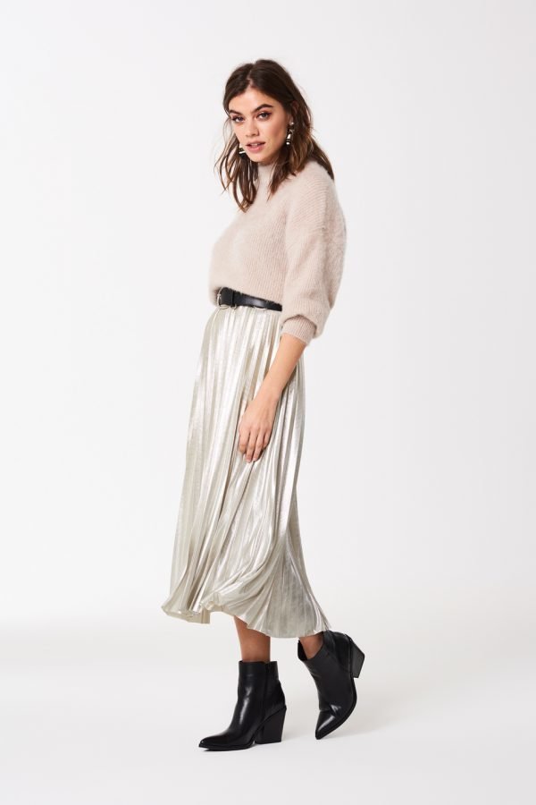 Gina Tricot Lucy Pleated Skirt Hame Silver Metallic