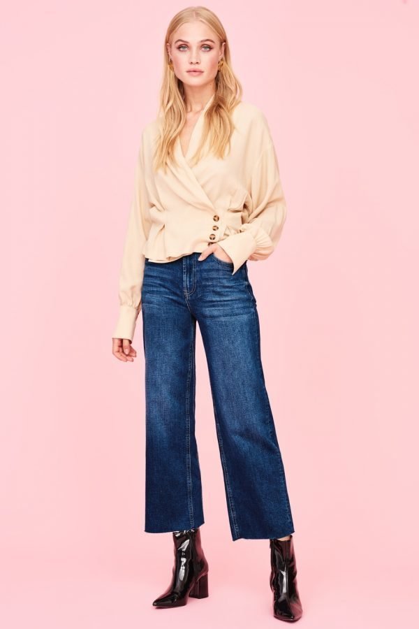 Gina Tricot Merve Wide Cropped Jeans Farkut Dk Blue