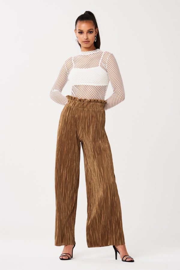 Gina Tricot Millie Frill Trousers Housut Mustard