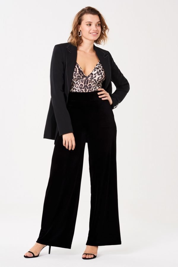 Gina Tricot Milly Velvet Trousers Housut Black