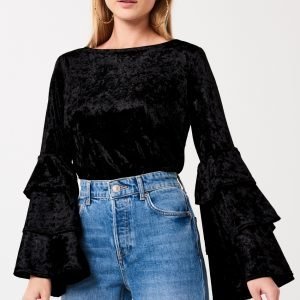 Gina Tricot Mira Velvet Top Toppi Black