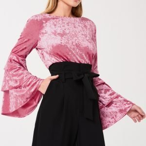 Gina Tricot Mira Velvet Top Toppi Desert Rose