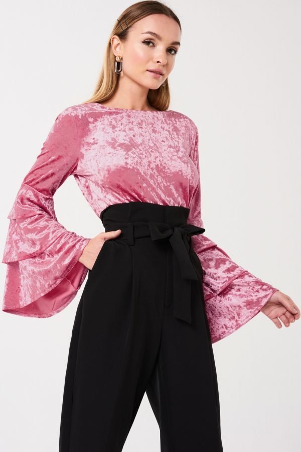 Gina Tricot Mira Velvet Top Toppi Desert Rose