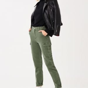 Gina Tricot Olivia Cargo Jeans Farkut Army Green