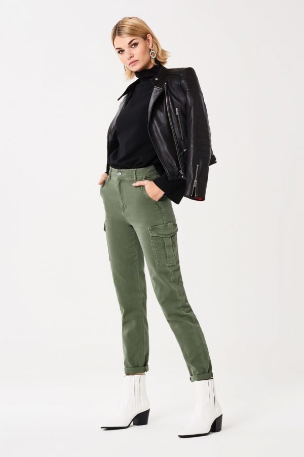 Gina Tricot Olivia Cargo Jeans Farkut Army Green