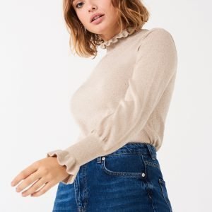 Gina Tricot Olivia Knitted Glitter Sweater Neulepusero Beige Lurex