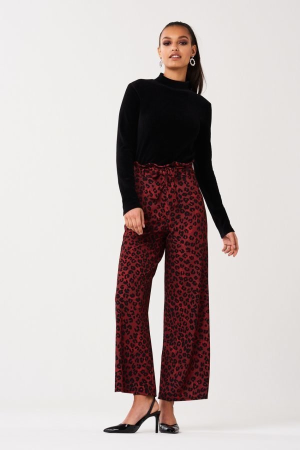 Gina Tricot Pao Paperbag Waist Trousers Housut Red Leopard
