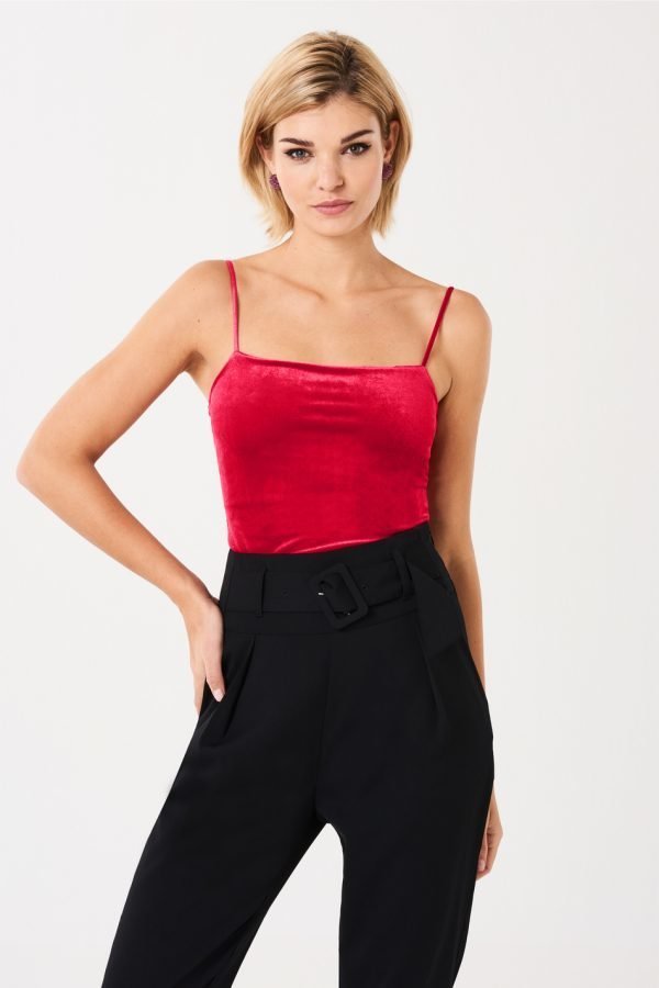 Gina Tricot Pia Velvet Singlet Toppi So Red