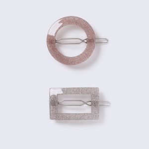 Gina Tricot Pink Glitter Shape Hair Clips Hiusklipsi Grey