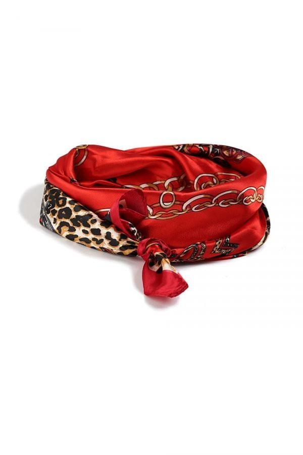 Gina Tricot Red Chain Print Head Scarf Päähuivi Red Multi