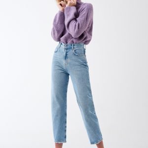 Gina Tricot Relaxed Cropped Mom Jeans Farkut Blue