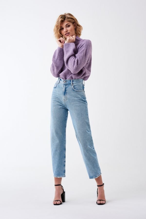 Gina Tricot Relaxed Cropped Mom Jeans Farkut Blue