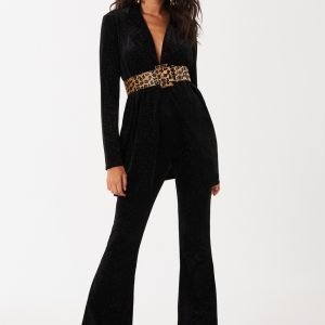 Gina Tricot Ruth Glitter Trousers Housut Black Glitter