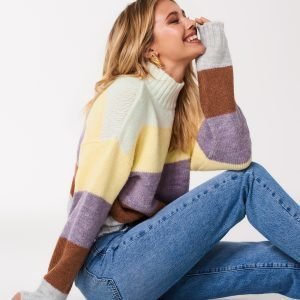 Gina Tricot Sandra Knitted Sweater Neulepusero Multi Stripe