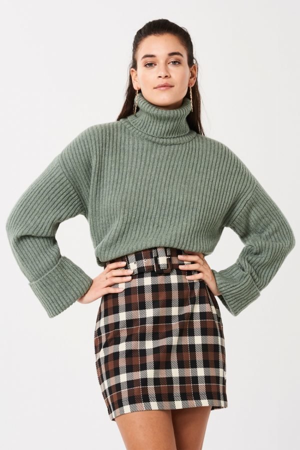 Gina Tricot Sia Knitted Roll Neck Sweater Neulepusero Iceberg Green