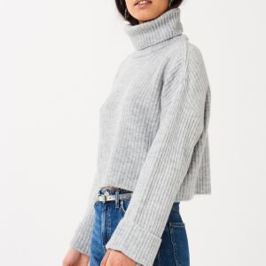 Gina Tricot Sia Knitted Roll Neck Sweater Neulepusero Lt Grey Melange