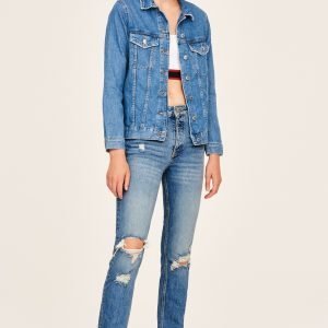 Gina Tricot Sienna Tall Jeans Farkut Midblue Destroy