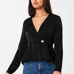 Gina Tricot Taylor Wrap Blouse Pusero Black