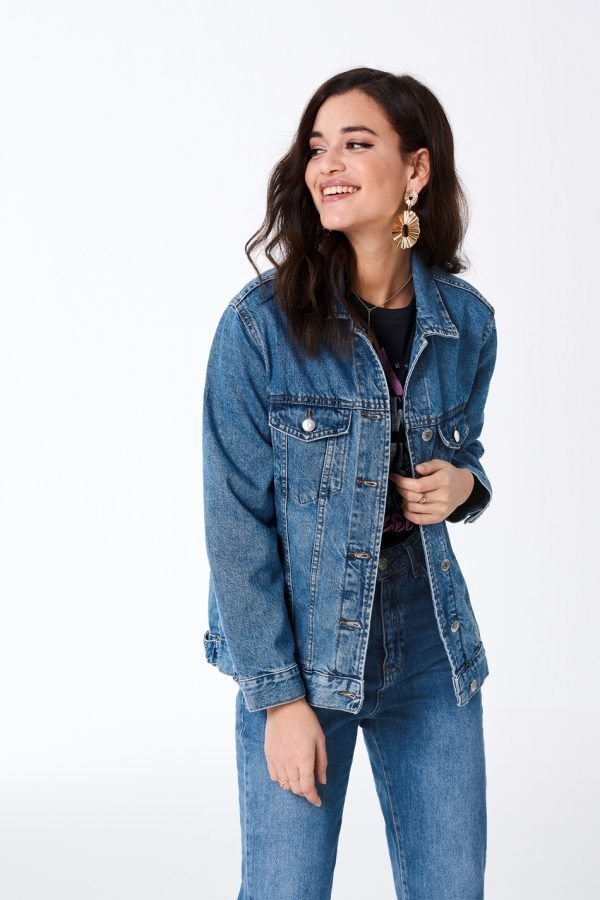 Gina Tricot The Oversized Denim Jacket Farkkutakki Mid Blue