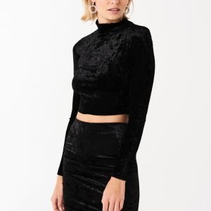 Gina Tricot Thea Velvet Top Toppi Black