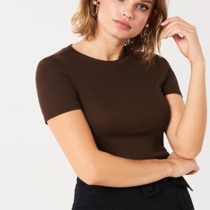 Gina Tricot Therese Rib Tee Toppi Shavedchocolate