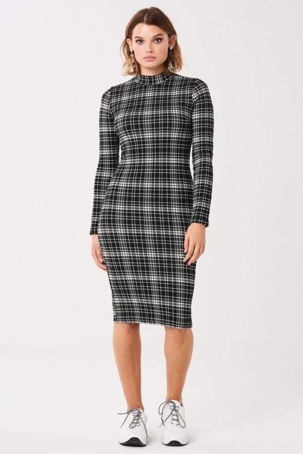 Gina Tricot Tyra Turtleneck Dress Mekko Black Check