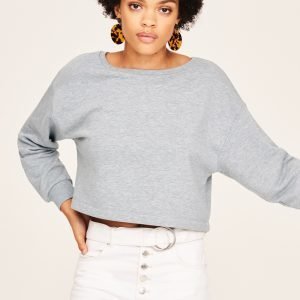 Gina Tricot Willa Cropped Sweater Collegepusero Greymelange