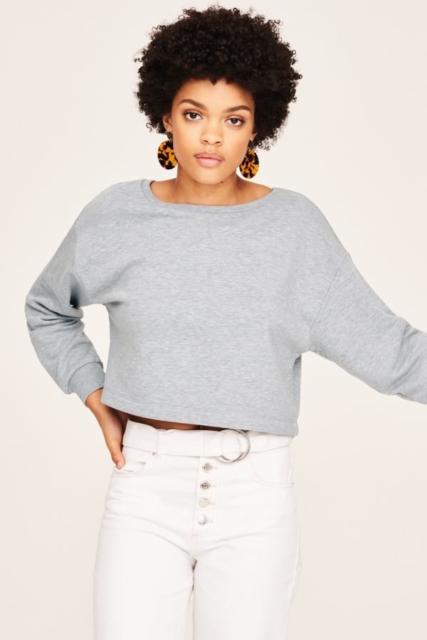 Gina Tricot Willa Cropped Sweater Collegepusero Greymelange