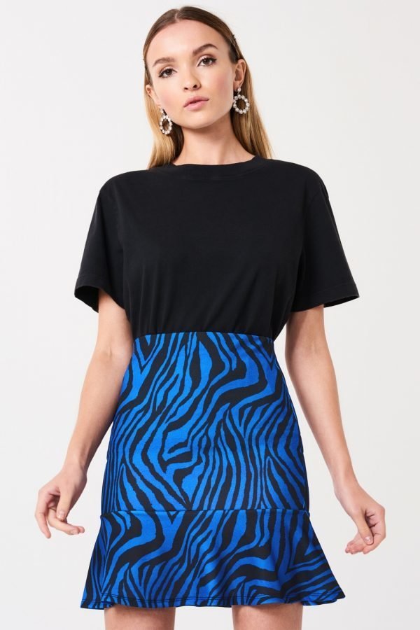 Gina Tricot Zebra Frill Skirt Hame Blue Zebra