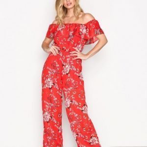 Glamorous Bardot Jumpsuit Red