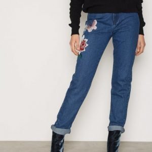 Glamorous Butterfly Jeans Straight Farkut Indigo