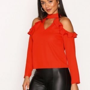 Glamorous Cold Shoulder Blouse Arkipaita Red