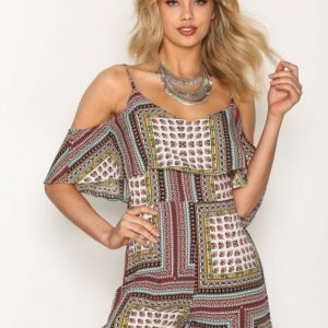 Glamorous Crinkle Off Shoulder Playsuit Multistripe