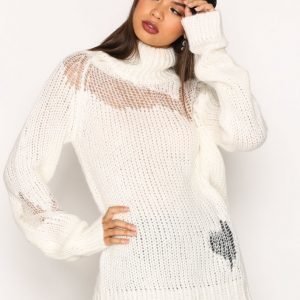 Glamorous Distressed Knit Neulepusero White