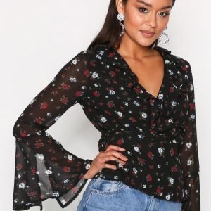 Glamorous Ellen Chiffon Blouse Juhlapaita Black Flower