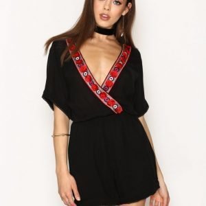 Glamorous Embroidered Detail Top Playsuit Black