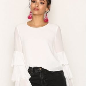 Glamorous L / S Frill Blouse Arkipaita White