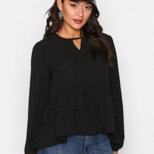 Glamorous Long Sleeve Frill Blouse Juhlapaita Black