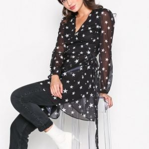 Glamorous Long Sleeve Print Dress Skater Mekko Black