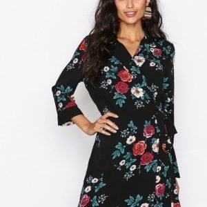 Glamorous Long Sleeve Wrap Dress Pitkähihainen Mekko Black Rose