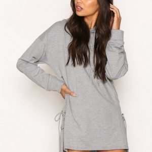 Glamorous Longline Lace Detail Hoodie Svetari Grey