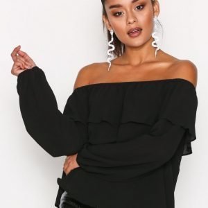 Glamorous Off Shoulder Cropped Top Pitkähihainen Paita Black