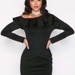 Glamorous One Shoulder Dress Pitkähihainen Mekko Black