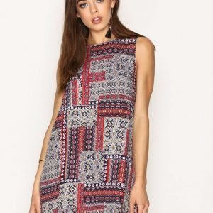 Glamorous Patchwork Print Dress Loose Fit Mekko Navy / Red