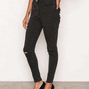 Glamorous Ripped Knee Jeans Skinny Farkut Washed Black